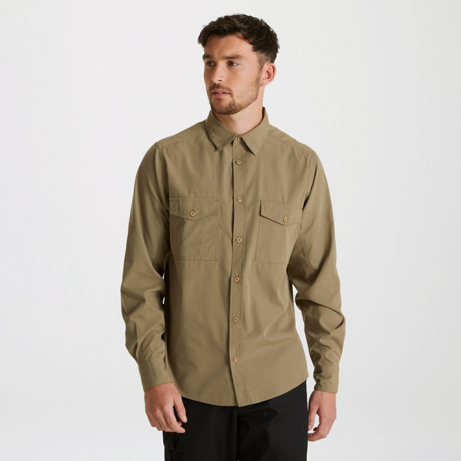 Mens Craghoppers Long Sleeve | Men'S Expert Kiwi Long Sleeved Shirt - Pebble