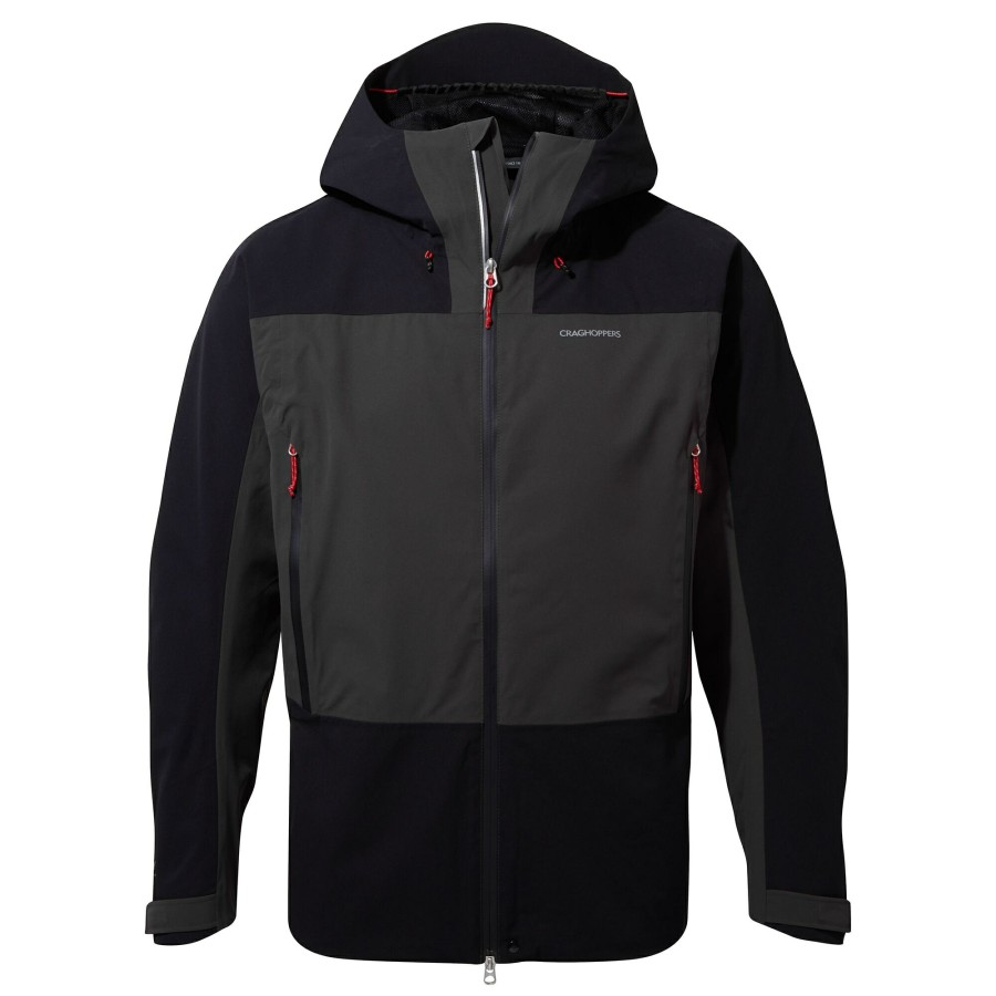 Mens Craghoppers Waterproof Jackets | Men'S Gryffin Stretch Waterproof Jacket - Black / Black Pepper