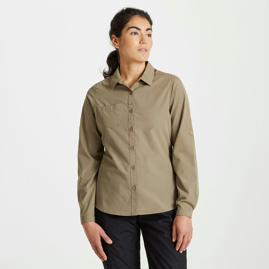 Womens Craghoppers Long Sleeve | Women'S Expert Kiwi Long Sleeved Shirt - Pebble