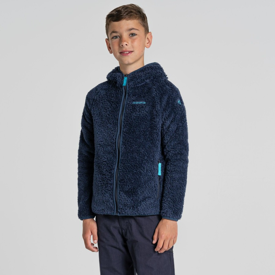 Kids Craghoppers Full Zip Fleece | Kid'S Kaito Hooded Jacket - Blue Navy