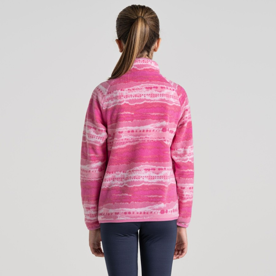 Kids Craghoppers Half Zip Fleece | Kid'S Kai Half Zip Fleece - Carnation Pink Print