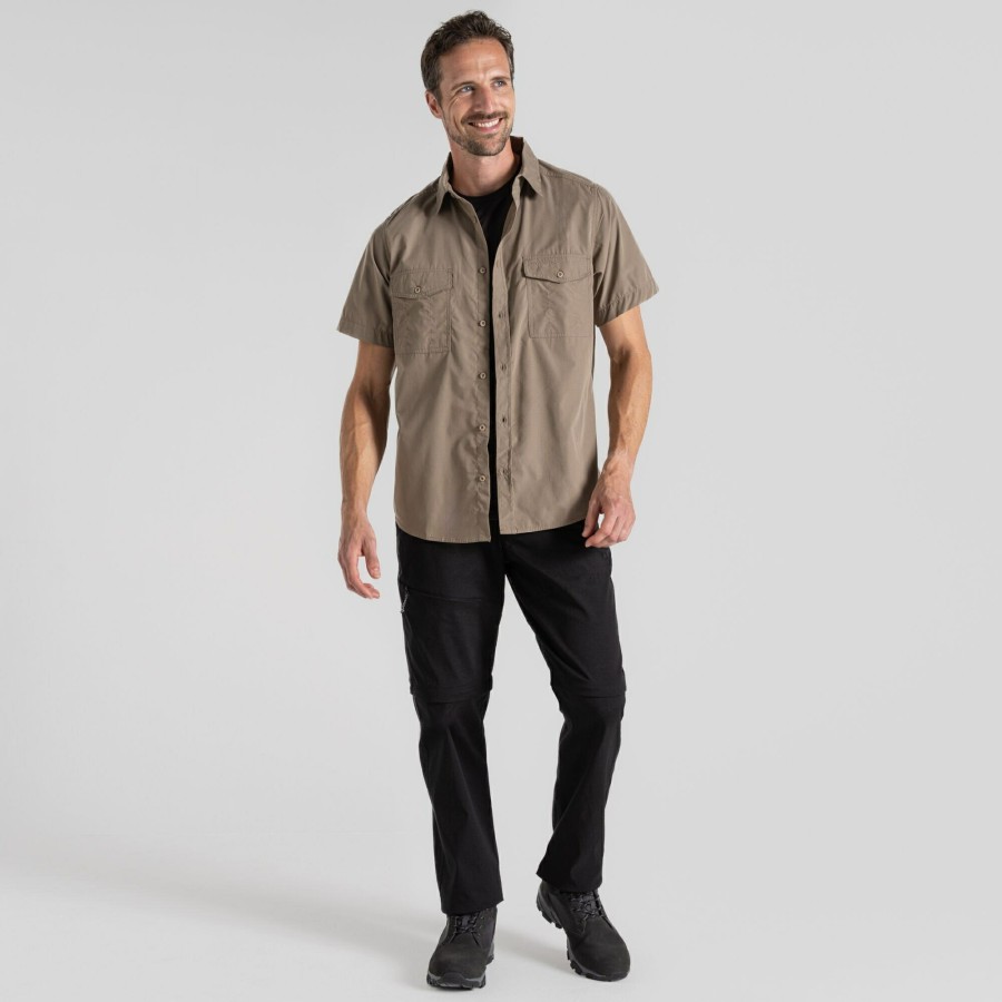 Mens Craghoppers Short Sleeve | Men'S Kiwi Short Sleeved Shirt - Pebble