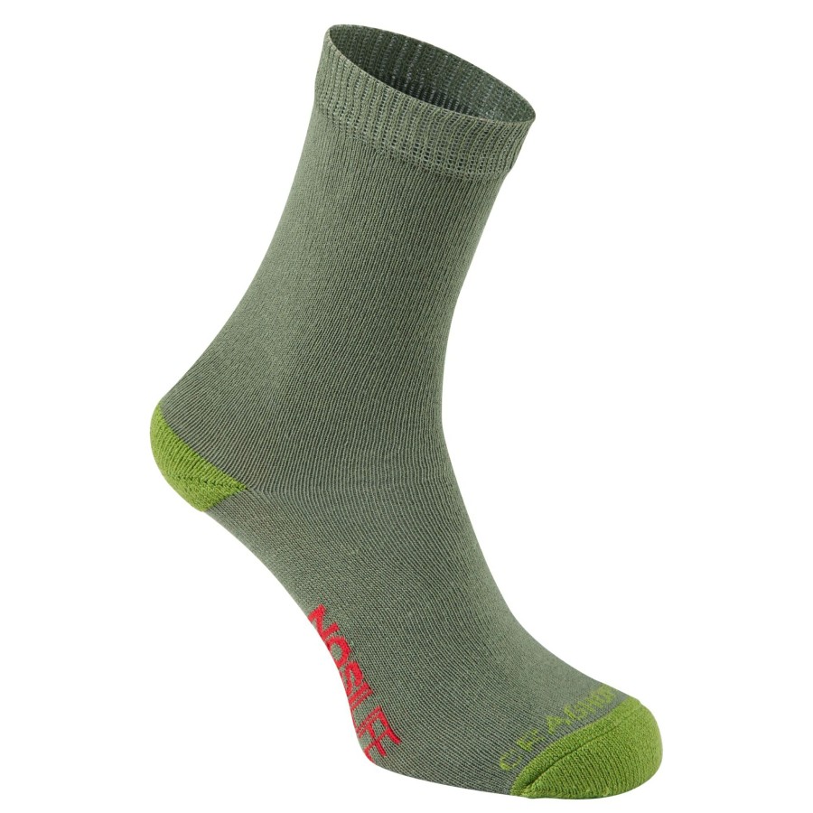 Kids Craghoppers Socks | Kid'S Nosilife Sock Twin Pack - Dark Khaki / Spiced Lime