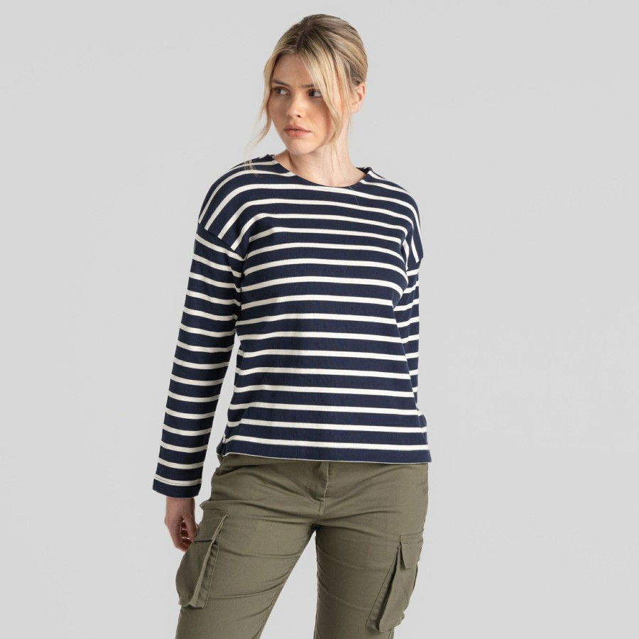 Womens Craghoppers Long Sleeve | Women'S Sinead Long Sleeved Top - Blue Navy / Calico Stripe