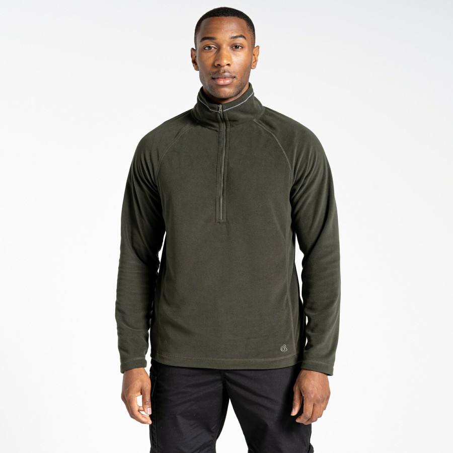 Mens Craghoppers Half Zip Fleece | Expert Corey 200 Fleece Half Zip Fleece - Dark Cedar Green