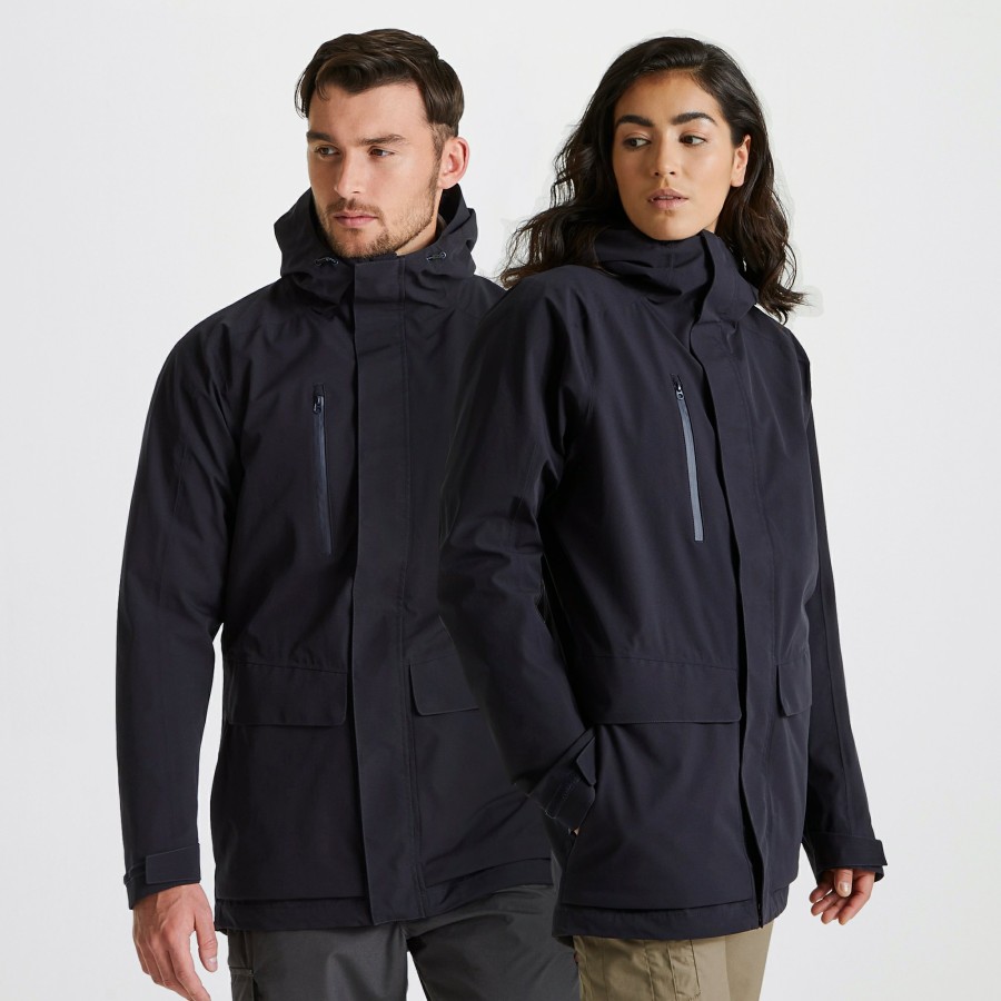 Womens Craghoppers Waterproof Jackets | Expert Kiwi Pro Stretch Long Jacket - Dark Navy