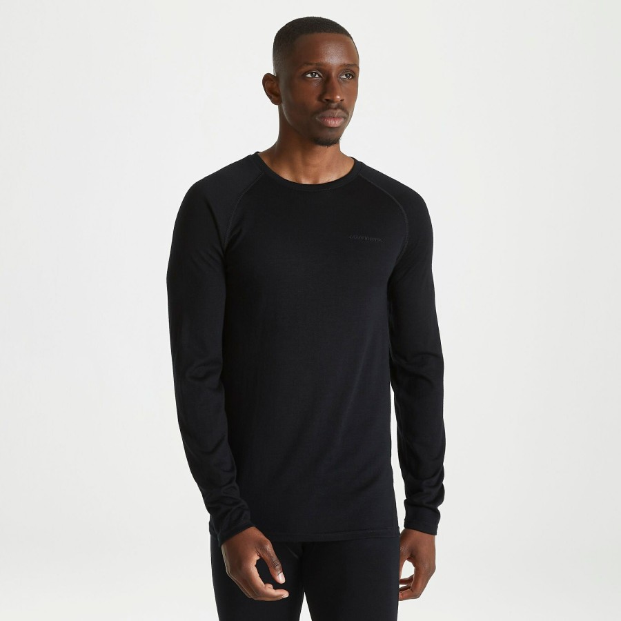 Mens Craghoppers Long Sleeve | Men'S Merino Crew Neck Long Sleeved Baselayer Ii - Black