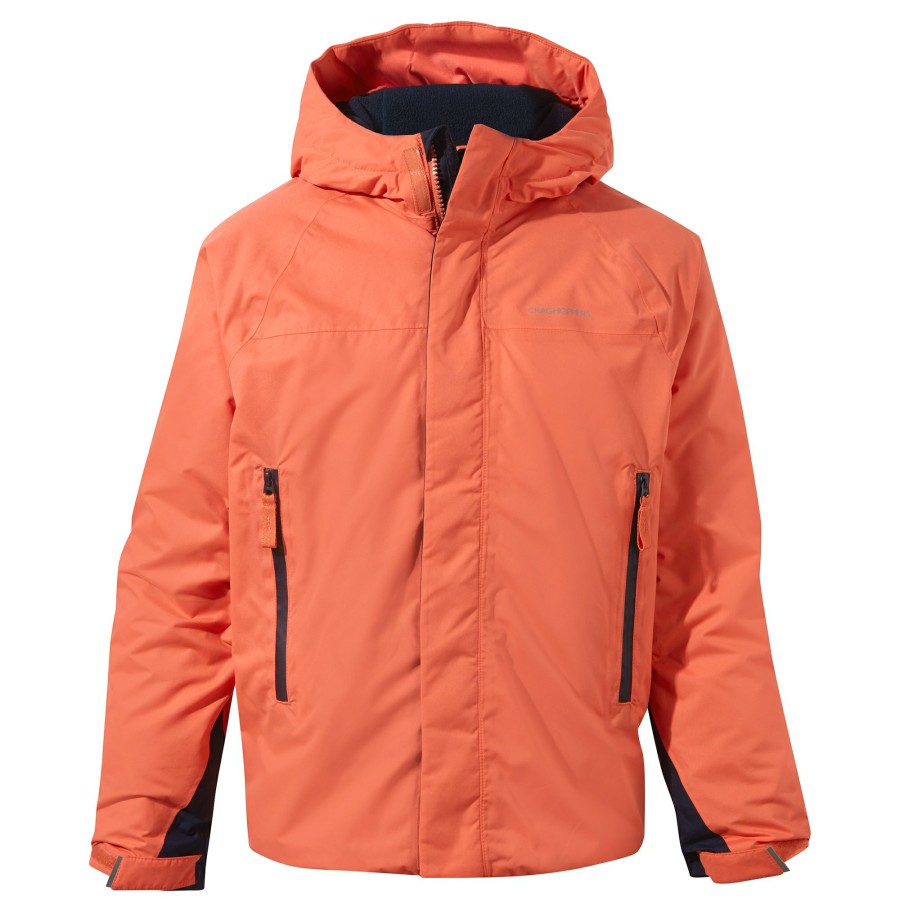 Kids Craghoppers Insulated Jackets | Kid'S Harue Insulated Jacket - Fusion Coral / Blue Navy