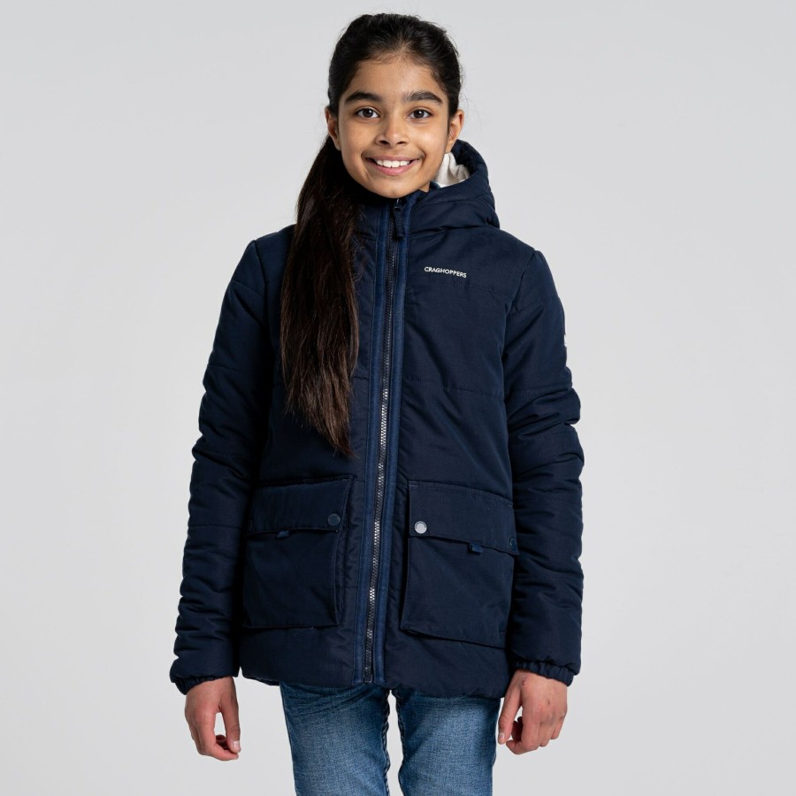 Kids Craghoppers Insulated Jackets | Kid'S Harue Insulated Jacket - Fusion Coral / Blue Navy