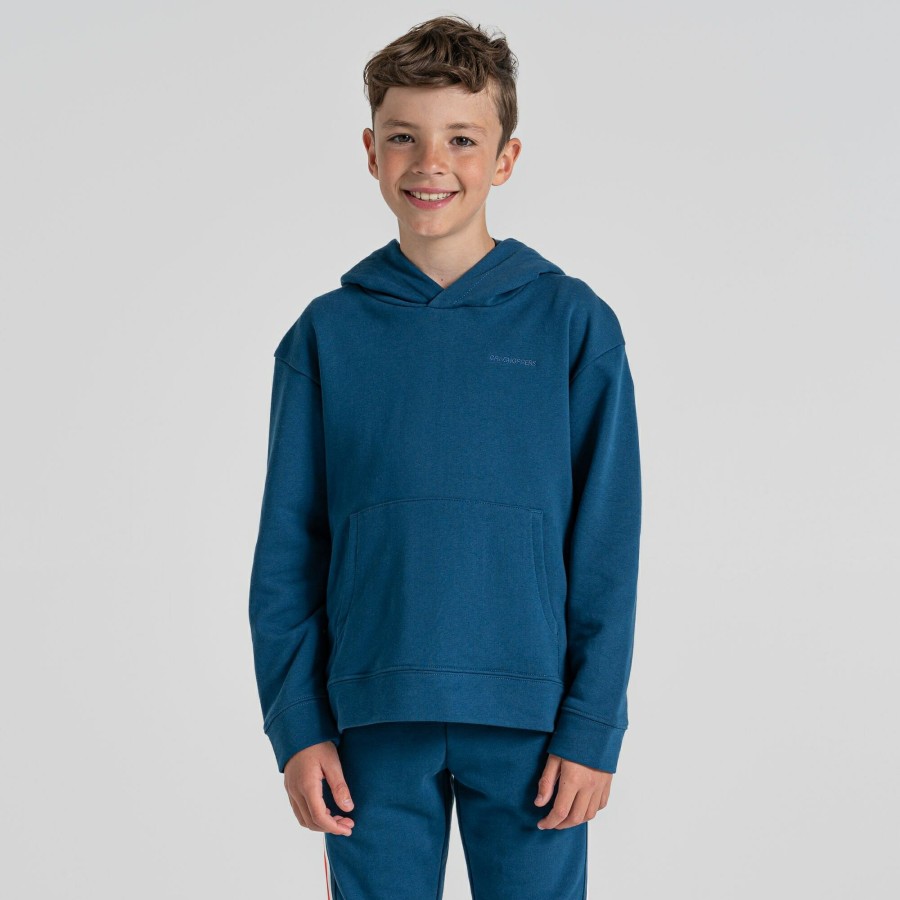 Kids Craghoppers Long Sleeve | Kid'S Nosilife Baylor Hooded Top - Poseidon Blue