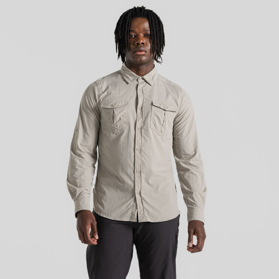 Mens Craghoppers Long Sleeve | Men'S Nosilife Eiger Long Sleeved Shirt - Parchment