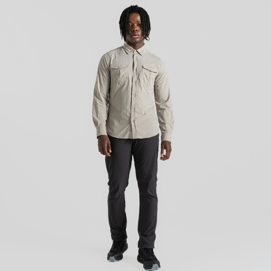 Mens Craghoppers Long Sleeve | Men'S Nosilife Eiger Long Sleeved Shirt - Parchment