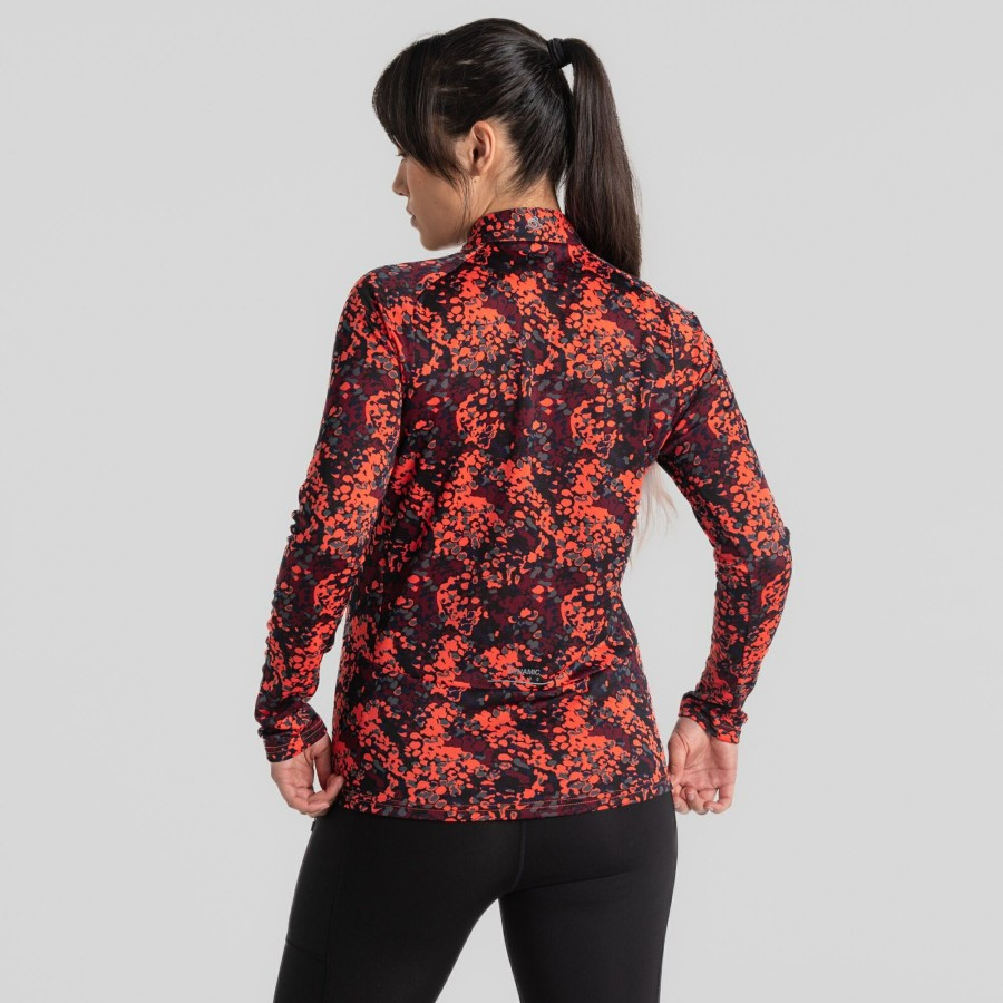 Womens Craghoppers Long Sleeve | Women'S Dynamic Pro Half Zip T-Shirt - Rose Coral Print